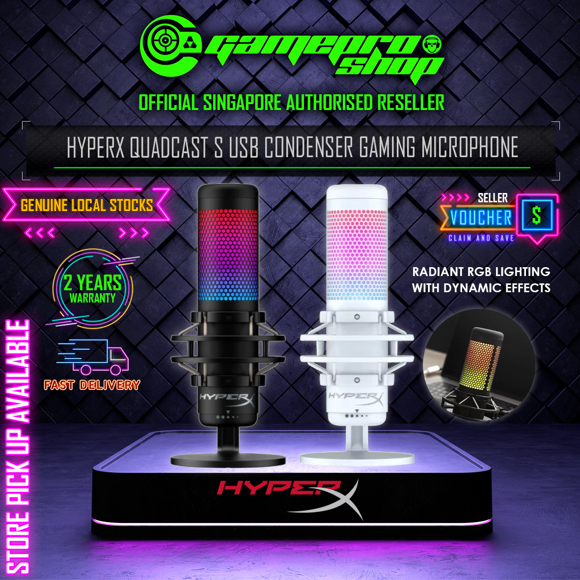 HyperX Quadcast S RGB USB Condenser Microphone | GameStop