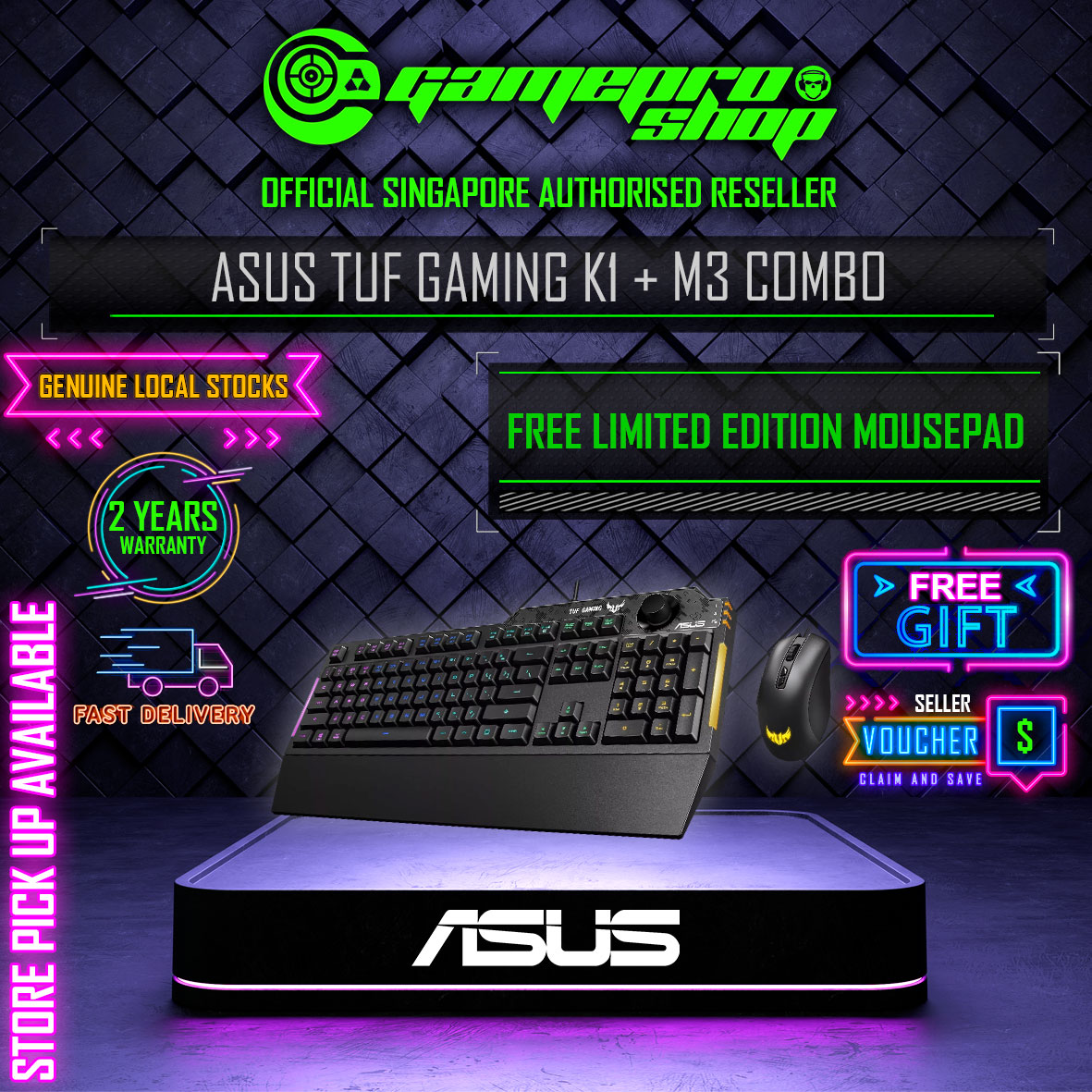 K1&M3 Free ASUS TUF 90MP01J0-B0UA00 90MP01X0-BKUA00 – Shop Gaming Gift] Combo / GamePro (2Y)