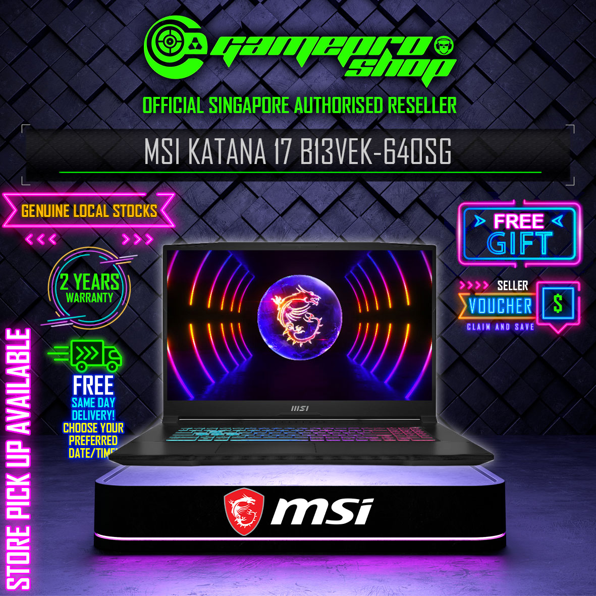 MSI Katana 17 B13VEK-640SG Gaming Laptop GamePro RTX Shop / FHD(1920×1080) 17.3′ / – 2Y / 4050 144Hz / i7-13700H