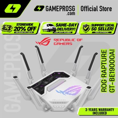 【SAME-DAY DELIVERY】ASUS ROG Rapture GT-BE19000AI WiFi 7 AI Tri-band Gaming Router – Dual 10G Ports – Docker Support