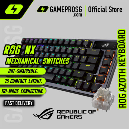 ROG Azoth Wireless Gaming Keyboard — 75% - Hot-Swappable - Gunmetal - ROG NX Snow Switch — Esports-Grade