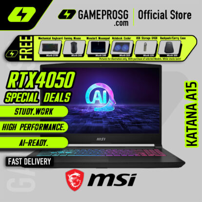 MSI Katana A15 AI Gaming Laptop - AMD Ryzen 7 8845HS Processor - GeForce RTX 4050