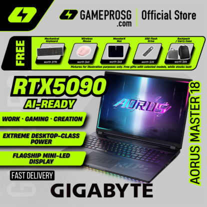 Gigabyte AORUS Master 18 Gaming Laptop — Ultimate Creator — RTX 5090 - 18" Mini LED - Ultra 9 - 64GB - 2TB