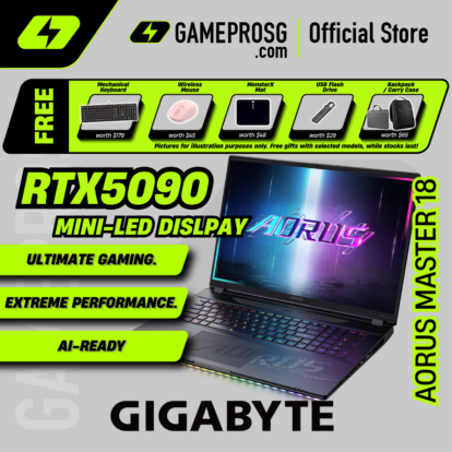 Gigabyte AORUS Master 18 Gaming Laptop — Ultimate Creator — RTX 5090 - 18" Mini LED - Ultra 9 - 64GB - 2TB