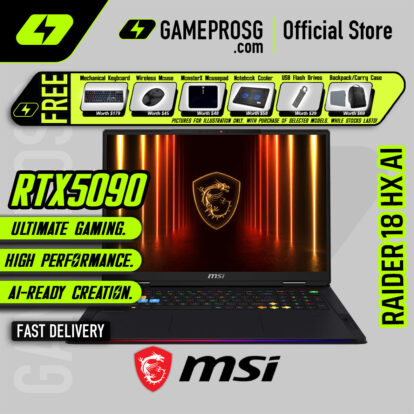 MSI Raider 18 HX AI Gaming Laptop — Ultimate Beast — RTX 5090 - 18" UHD+ 120Hz - Ultra 9 - 64GB - 4TB