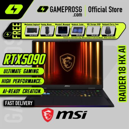MSI Raider 18 HX AI Gaming Laptop — Ultimate Beast — RTX 5090 - 18" UHD+ 120Hz - Ultra 9 - 64GB - 4TB