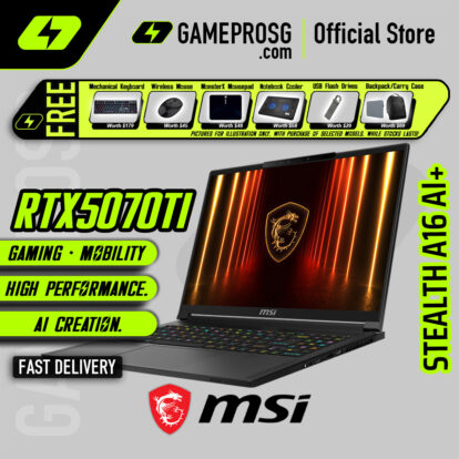 MSI Stealth A16 AI+ Gaming Laptop — Elite OLED Gaming — RTX 5070 Ti - QHD+ OLED 240Hz - Ryzen AI 9 - 32GB