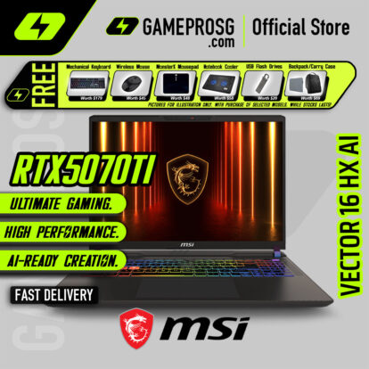 MSI Vector 16 HX AI Gaming Laptop — High Octane — RTX 5070Ti - 16" QHD+ 240Hz - Ultra 9 - 16GB - 1TB SSD