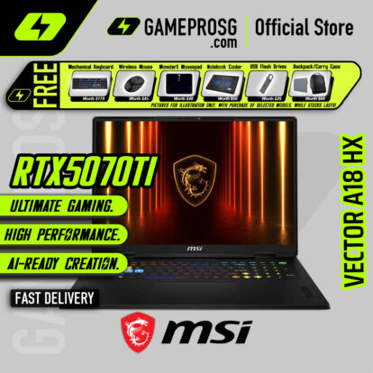 MSI Vector A18 HX Gaming Laptop — 18" Big Screen — RTX 5070Ti - QHD+ 240Hz - Ryzen 9 - 32GB - 1TB SSD