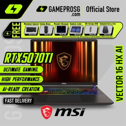 MSI Vector 16 HX AI Gaming Laptop — Pro Powerhouse — RTX 5070Ti - 16" QHD+ 240Hz - Ultra 7 - 16GB - 1TB