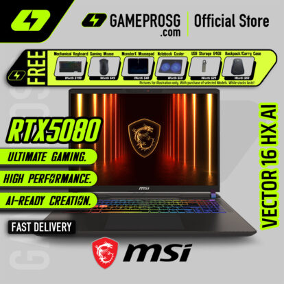 MSI Vector 16 HX AI Gaming Laptop — Top Tier Gaming — RTX 5080 - 16" QHD+ 240Hz - Ultra 9 - 16GB - 1TB