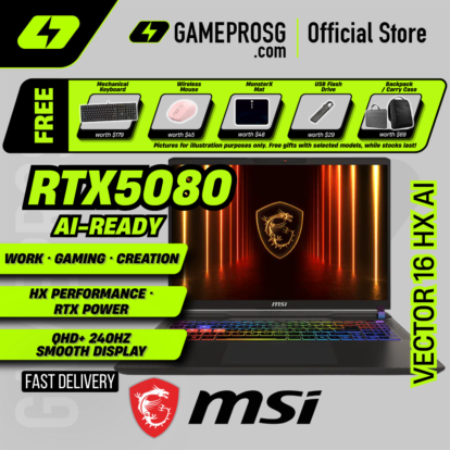 MSI Vector 16 HX AI Gaming Laptop — Top Tier Gaming — RTX 5080 - 16" QHD+ 240Hz - Ultra 9 - 16GB - 1TB