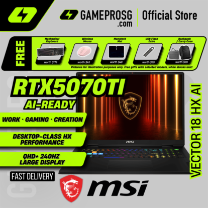 MSI Vector A18 HX Gaming Laptop — 18" Big Screen — RTX 5070Ti - QHD+ 240Hz - Ryzen 9 - 32GB - 1TB SSD