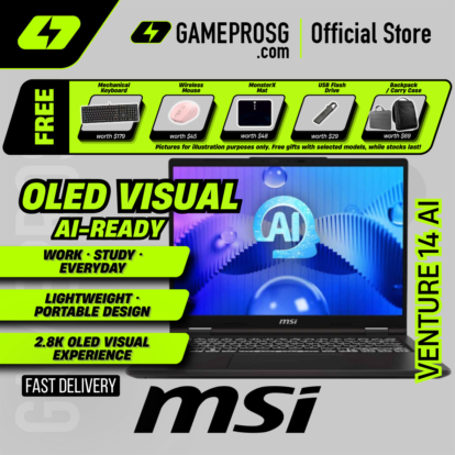 MSI Venture 14 AI Laptop — Advanced Business Pro — 2.8K OLED 120Hz - Intel Ultra 7 - 16GB - 1TB SSD