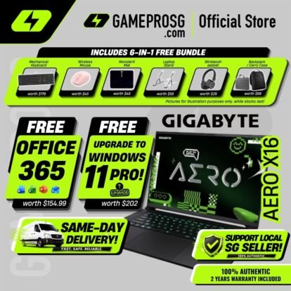 [Same‑Day Delivery] Gigabyte Aero X16 Copilot+ AI Laptop – AMD Ryzen AI 7 – 16GB RAM – 1TB SSD – RTX5050 – 16″ FHD+ 165Hz