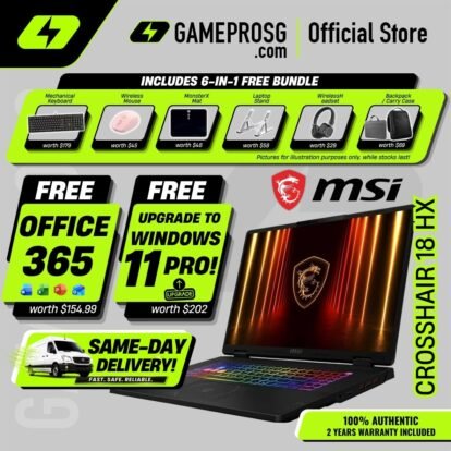 MSI Crosshair 18 HX AI Gaming Laptop - Intel Core Ultra 9 processor - NVIDIA GeForce RTX5060 - 18″ QHD+ 240Hz IPS