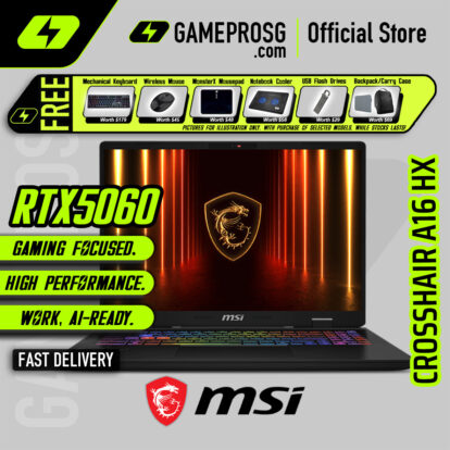 MSI Crosshair A16 HX Gaming Laptop - AMD Ryzen 9 8940HX Processor - NVIDIA GeForce RTX5060 - 16″ QHD+ 240Hz IPS