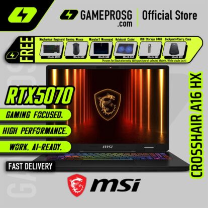 MSI Crosshair A16 HX Gaming Laptop - AMD Ryzen 9 8940HX Processor - NVIDIA GeForce RTX5070 - 16″ QHD+ 240Hz IPS