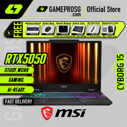 MSI Cyborg 15 Gaming Laptop - Intel Core 5 processor - NVIDIA GeForce RTX 5050 - 15.6" FHD 144Hz IPS - 16GB - 512GB SSD