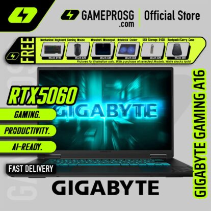 GIGABYTE GAMING A16 Laptop — RTX5060 - 16" FHD+ 165Hz - Intel i7-13620H - 16GB RAM - 1TB SSD (For Gamers & Creators)