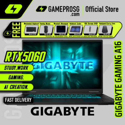 GIGABYTE GAMING A16 Laptop — RTX5060 - 16" FHD+ 165Hz - Intel i7-13620H - 16GB RAM - 1TB SSD (For Gamers & Creators)