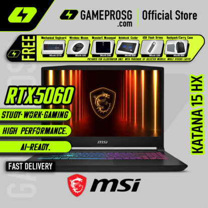 MSI Katana 15 HX Gaming Laptop — Max CPU Performance — RTX 5060 - 15.6" QHD 165Hz - i9-14900HX - 16GB - 1TB
