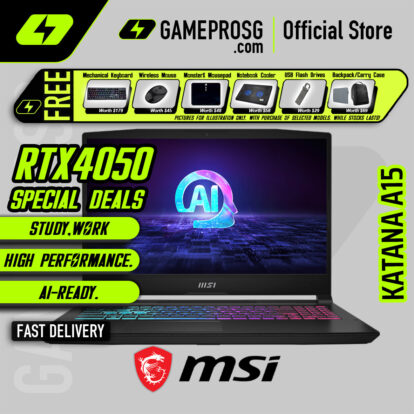 MSI Katana A15 AI Gaming Laptop - AMD Ryzen 7 8845HS Processor - GeForce RTX 4050