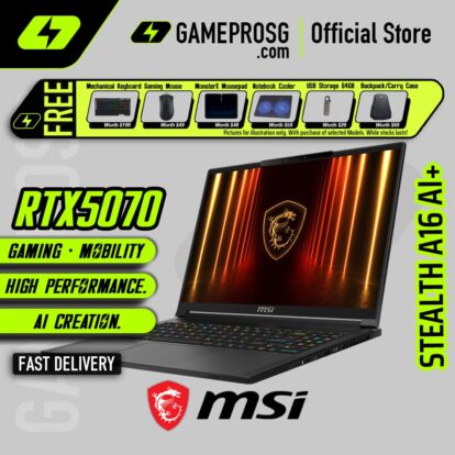 MSI Stealth 16 AI Gaming Laptop — Premium Slim OLED — RTX 5070 - QHD+ OLED 240Hz - Ultra 9 - 32GB - 1TB