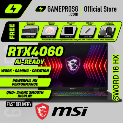 MSI Sword 16 HX Gaming Laptop — Gamer Essential — RTX 4060 - 16" FHD+ 144Hz - i7-14650HX - 16GB - 1TB SSD
