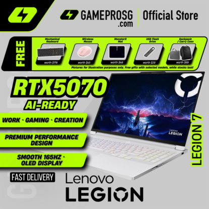 Lenovo Legion 7 Gaming Laptop — Ultimate White — RTX 5070 - 16" OLED 165Hz - Ultra 9 - 32GB - 1TB