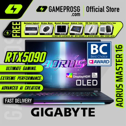 Gigabyte AORUS Master 16 Gaming Laptop — OLED Flagship — RTX 5090 - 16" OLED 240Hz - Ultra 9 - 32GB - 1TB
