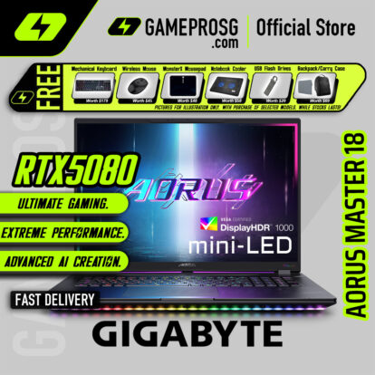 Gigabyte AORUS Master 18 Gaming Laptop — Mini LED Pro — RTX 5080 - 18" Mini LED 240Hz - Ultra 9 - 32GB - 2TB