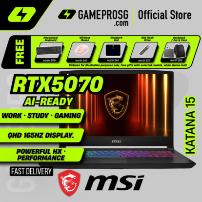 MSI Katana 15 HX B14WGK Gaming Laptop — RTX5070 - 15.6" QHD 165Hz - i7-14700HX - 16GB RAM - 1TB SSD (For Gamers & Creators)