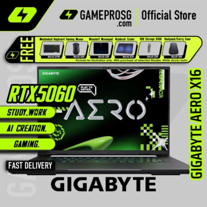 Gigabyte AERO X16 Gaming Laptop — RTX 5060 - 16.0" WQXGA 165Hz - AMD Ryzen AI 7 350 - 16GB RAM - 1TB SSD (For Gamers & Creators)