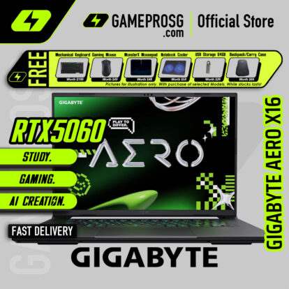 Gigabyte AERO X16 Gaming Laptop — RTX 5060 - 16.0" WQXGA 165Hz - AMD Ryzen AI 7 350 - 16GB RAM - 1TB SSD (For Gamers & Creators)