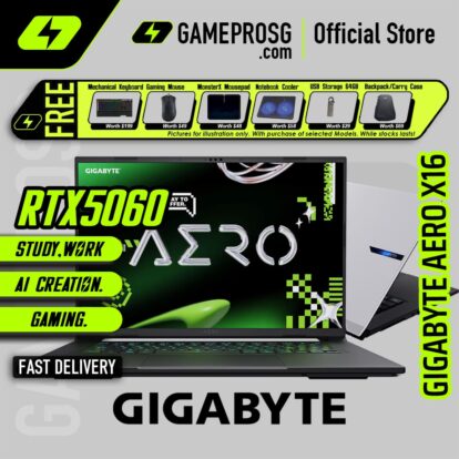 Gigabyte AERO X16 White Gaming Laptop — RTX 5060 - 16.0" WQXGA 165Hz - AMD Ryzen AI 7 350 - 16GB RAM - 1TB SSD (For Gamers & Creators)