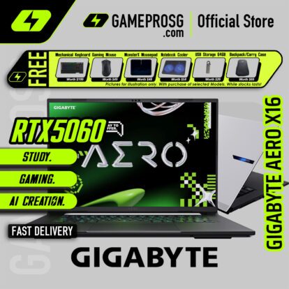 Gigabyte AERO X16 White Gaming Laptop — RTX 5060 - 16.0" WQXGA 165Hz - AMD Ryzen AI 7 350 - 16GB RAM - 1TB SSD (For Gamers & Creators)