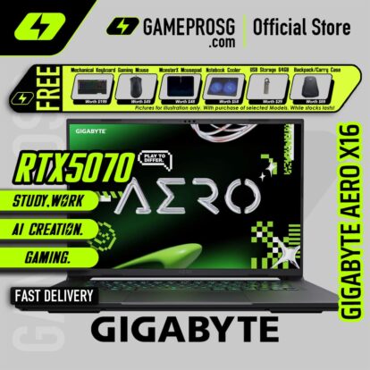 Gigabyte AERO X16 Gaming Laptop — RTX 5070 - 16.0" WQXGA 165Hz - AMD Ryzen AI 7 350 - 16GB RAM - 1TB SSD (For Gamers & Creators)