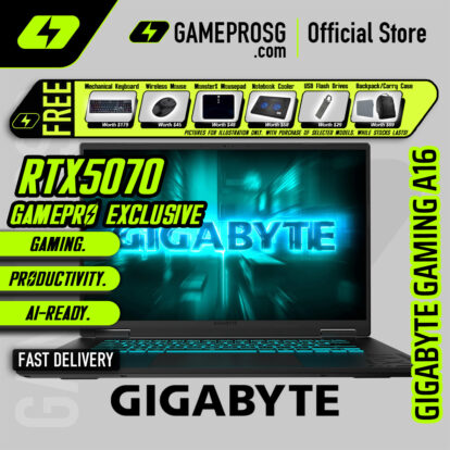 [EXCLUSIVE] GIGABYTE GAMING A16 Laptop — RTX5070 - 16" FHD+ 165Hz - Intel i7-13620H - 16GB RAM - 1TB SSD (For Gamers & Creators)