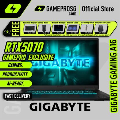 [EXCLUSIVE] GIGABYTE GAMING A16 Laptop — RTX5070 - 16" FHD+ 165Hz - Intel i7-13620H - 16GB RAM - 1TB SSD (For Gamers & Creators)