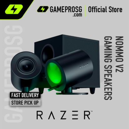 Razer Nommo V2 Full-Range 2.1 PC Gaming Speakers with Wired Subwoofer / 3” Drivers / 5-Panel Crown / Razer Chroma Lighting