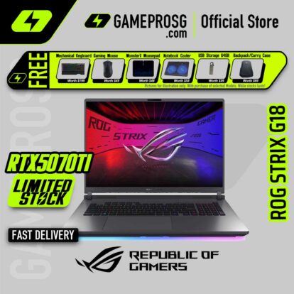 ASUS ROG Strix G18 Gaming Laptop — 18" Big Screen — RTX 5070Ti - QHD 240Hz - Ultra 9 - 32GB - 1TB SSD