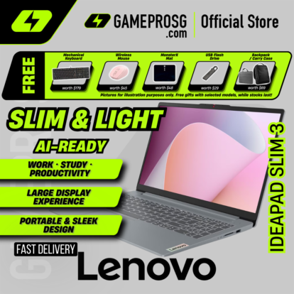 Lenovo IdeaPad Slim 3 Laptop — Big Screen Value — Ryzen 5 7520U - 16GB RAM - 512GB SSD - 15.6" FHD