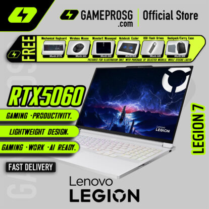 Lenovo Legion 7 Gaming Laptop — Premium White — RTX 5060 - 16" OLED 165Hz - Ultra 7 - 32GB - 1TB SSD