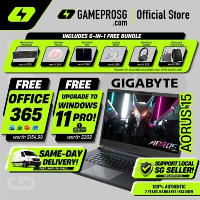 [Exclusive] [Same‑Day Delivery] Gigabyte AORUS 15 AI Gaming Laptop – Intel Core i7 – 16GB RAM – 512GB SSD – RTX4060 – 15.6″ FHD 360Hz