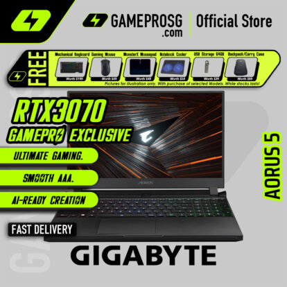 Gigabyte AORUS 5 SE4 Gaming Laptop - Intel i7 Processor - NVIDIA GeForce RTX 3070 GPU - 15.6" FHD 360Hz Display