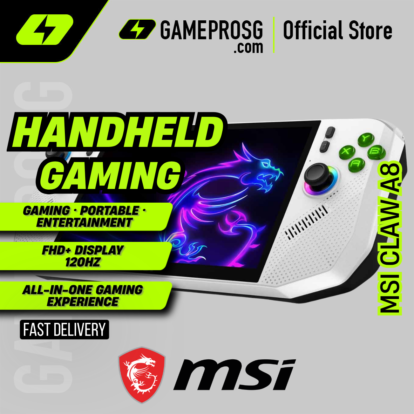 MSI Claw A8 Gaming Handheld – 8″ FHD 120Hz Touchscreen - AMD Ryzen Z2 Extreme - 24GB - 1TB SSD - Polar Tempes
