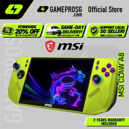 【SAME-DAY DELIVERY】MSI Claw A8 Gaming Handheld – 8″ FHD 120Hz Touchscreen - AMD Ryzen Z2 Extreme - 24GB - 1TB SSD - Neon Green