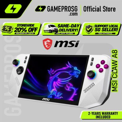【SAME-DAY DELIVERY】MSI Claw A8 Gaming Handheld – 8″ FHD 120Hz Touchscreen - AMD Ryzen Z2 Extreme - 24GB - 1TB SSD - Polar Tempes