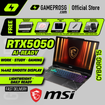 MSI Cyborg 15 Gaming Laptop - Intel Core 5 processor - NVIDIA GeForce RTX 5050 - 15.6" FHD 144Hz IPS - 16GB - 512GB SSD